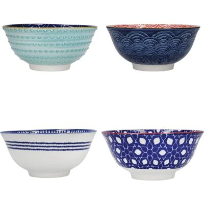 KitchenCraft 15cm Blue Ceramic Bowl Set of 4 KitchenCraft 15cm Blue Ceramic Bowl Set of 4