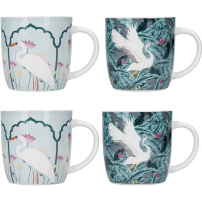 KitchenCraft Set of 4 Exotic Bird Coffee Mug Set - Green - Coffee Mug Set KitchenCraft Set of 4 Exotic Bird Coffee Mug Set - Green - Coffee Mug Set