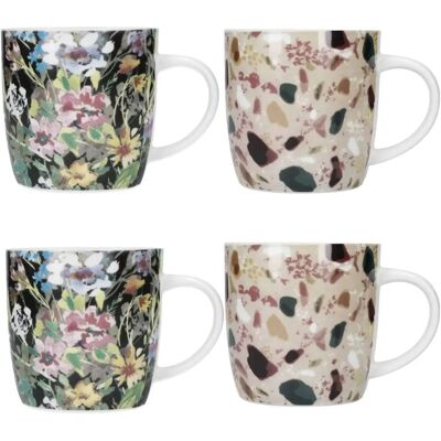 KitchenCraft Set of 4 Terrazzo / Floral Ceramic Mugs - Mug Set KitchenCraft Set of 4 Terrazzo / Floral Ceramic Mugs - Mug Set