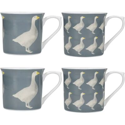 KitchenCraft Goose Ceramic Mug Set - 4 Pcs - Grey KitchenCraft Goose Ceramic Mug Set - 4 Pcs - Grey