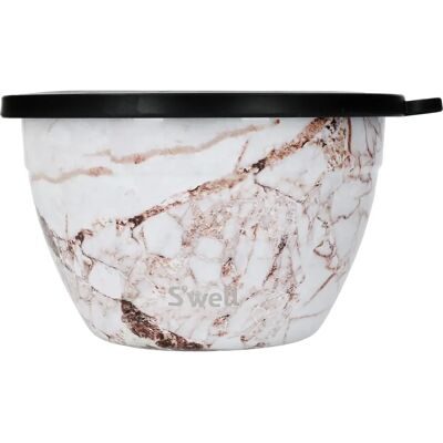 S'WELL Calacatta Gold Saladeschaal Set - 1,9L RVS, Lekkagevrij S'WELL Calacatta Gold Saladeschaal Set - 1,9L RVS, Lekkagevrij