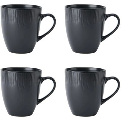 Mikasa Jardin Midnight Black Mug Set - 4pcs, 420ml Mikasa Jardin Midnight Black Mug Set - 4pcs, 420ml