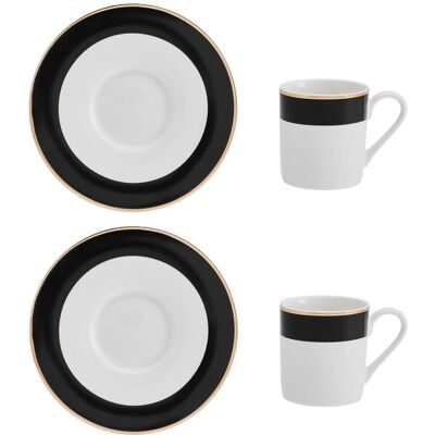 Mikasa Luxe Deco Chine Tasses à Espresso et Sous-Tasses - Set de 2, 100ml, Blanc Mikasa Luxe Deco Chine Tasses à Espresso et Sous-Tasses - Set de 2, 100ml, Blanc