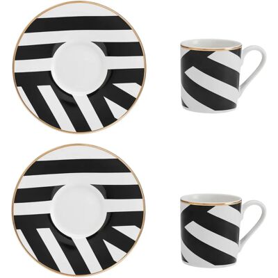 Mikasa Luxe Deco Tasses à Espresso à Rayures Géométriques - Ensemble de 2 Mikasa Luxe Deco Tasses à Espresso à Rayures Géométriques - Ensemble de 2