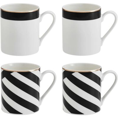 Ensemble de 4 Tasses en Porcelaine Luxe Deco Mikasa - 380ml, Blanc Ensemble de 4 Tasses en Porcelaine Luxe Deco Mikasa - 380ml, Blanc