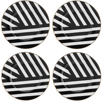 Mikasa Luxe Deco Black 21cm Set of 4 Side Plates Mikasa Luxe Deco Black 21cm Set of 4 Side Plates