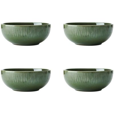 Mikasa Jardin Stoneware Cereal Bowls - Set of 4, Green, 15cm Mikasa Jardin Stoneware Cereal Bowls - Set of 4, Green, 15cm
