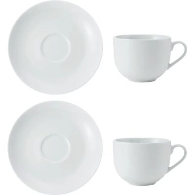 Mikasa Chalk Teacup Saucer Set - 220ml White Mikasa Chalk Teacup Saucer Set - 220ml White
