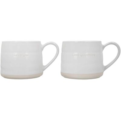 Mikasa Farmhouse Love Ceramic Mugs - Set of 2 - 380ml Mikasa Farmhouse Love Ceramic Mugs - Set of 2 - 380ml