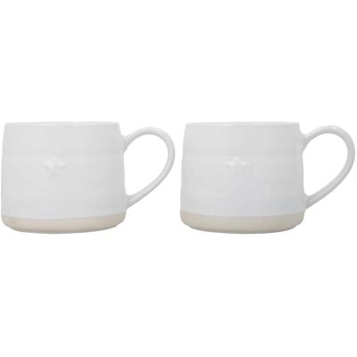 Mikasa Farmhouse Star Steingut-Becher - Set aus 2, 380ml, Weiß Mikasa Farmhouse Star Steingut-Becher - Set aus 2, 380ml, Weiß