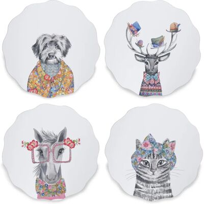 Mikasa Tipperleyhill Juego de 4 Posavasos con Animales Abstractos - Decoración Mikasa Tipperleyhill Juego de 4 Posavasos con Animales Abstractos - Decoración