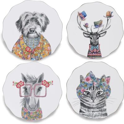 Mikasa Tipperleyhill - Set di 4 sottobicchieri con stampe di animali e motivi eccentrici Mikasa Tipperleyhill - Set di 4 sottobicchieri con stampe di animali e motivi eccentrici