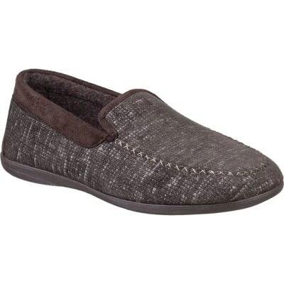 Cotswold Mens Stanley Moc Toe Full Slipper - Brown - Slippers Cotswold Mens Stanley Moc Toe Full Slipper - Brown - Slippers