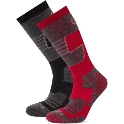 Tog24 Linz Ski Socken 2er Pack - Schwarz/Chilli Rot Wolle - Größe Groß Tog24 Linz Ski Socken 2er Pack - Schwarz/Chilli Rot Wolle - Größe Groß