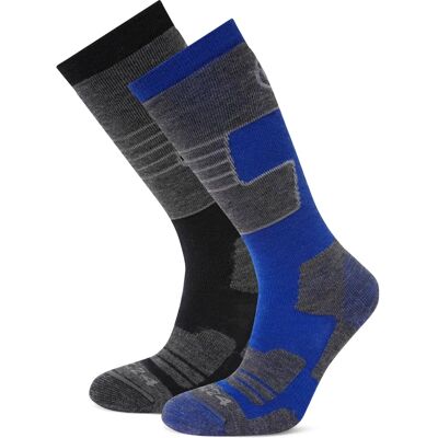 Tog24 Linz 2er Pack Herren Skisocken - Schwarz/blau - Wolle - Gr. Large Tog24 Linz 2er Pack Herren Skisocken - Schwarz/blau - Wolle - Gr. Large