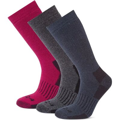 Tog24 Villach Chaussettes de Randonnée Femmes Pack de 3 Gris Foncé/cerise/Indigo foncé - 3 Pack - Chaussettes de Trekking - Publicité Tog24 Villach Chaussettes de Randonnée Femmes Pack de 3 Gris Foncé/cerise/Indigo foncé - 3 Pack - Chaussettes de Trekking - Publicité