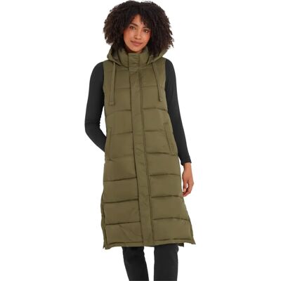 Tog24 Newall Khaki Padded Gilet - Long Womens Outerwear Tog24 Newall Khaki Padded Gilet - Long Womens Outerwear