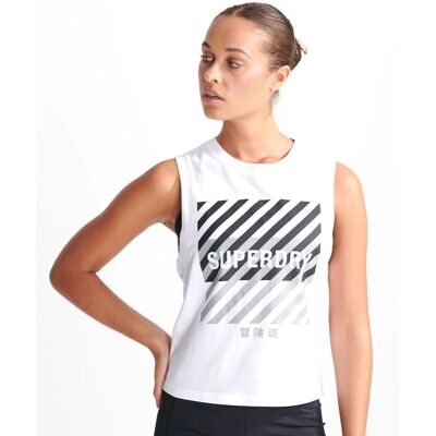 Superdry Damen Sport Training Core Sport Tanktop Weiß Superdry Damen Sport Training Core Sport Tanktop Weiß