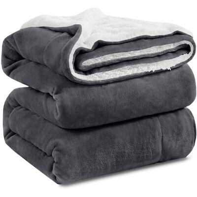 Imperial Rooms Grey Sherpa Fleece Blanket - Blankets Imperial Rooms Grey Sherpa Fleece Blanket - Blankets