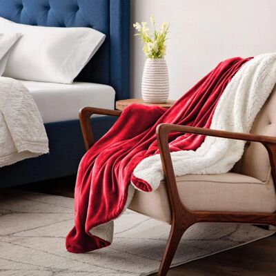 Imperial Rooms Burgundy Sherpa Blanket - Large 200x240cm Imperial Rooms Burgundy Sherpa Blanket - Large 200x240cm