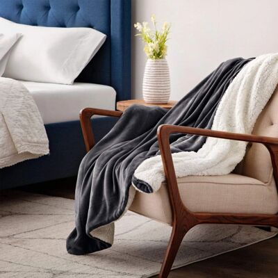 Imperial Rooms Grey 130 x 150 cm Sherpa Fleece Blanket - Blanket Imperial Rooms Grey 130 x 150 cm Sherpa Fleece Blanket - Blanket