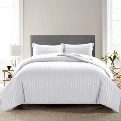 Imperial Rooms White Double Satin Stripe Duvet Cover Set - Bedding Imperial Rooms White Double Satin Stripe Duvet Cover Set - Bedding