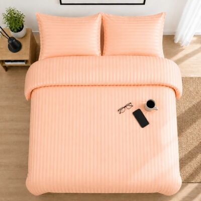 Oxford Homeware - Stripe Luxury - Peach - Single - Duvet Set Oxford Homeware - Stripe Luxury - Peach - Single - Duvet Set