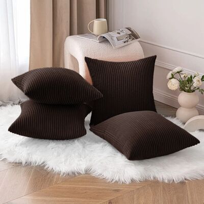 Imperial Rooms - Stripe Velvet Cush - Coffee - Cushion Cover Imperial Rooms - Stripe Velvet Cush - Coffee - Cushion Cover