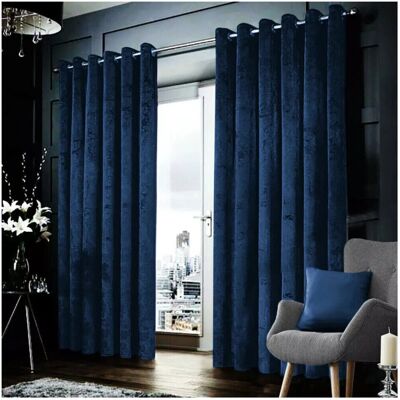 Imperial Rooms Blue Velvet Curtains - Eyelet Ring Top - 90x90 inches - Curtains Imperial Rooms Blue Velvet Curtains - Eyelet Ring Top - 90x90 inches - Curtains