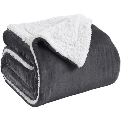 SUPREME BEDDING LTD - Single Sherpa Blanket Throw - Grey SUPREME BEDDING LTD - Single Sherpa Blanket Throw - Grey