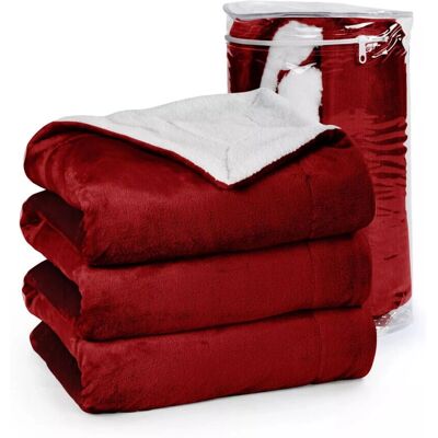 Imperial Rooms - King Sherpa Fleece Blanket - Red - Bed Throw Imperial Rooms - King Sherpa Fleece Blanket - Red - Bed Throw
