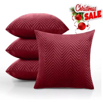 Imperial Rooms - Embossed Velvet Red - 4-Pack - Cushion Covers Imperial Rooms - Embossed Velvet Red - 4-Pack - Cushion Covers