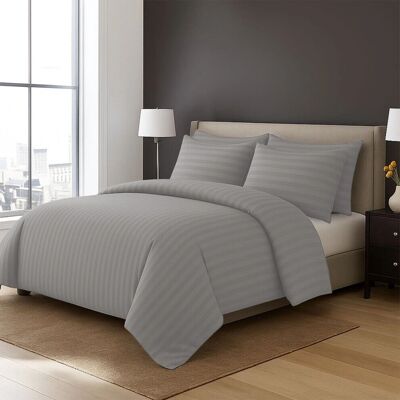 Imperial Rooms - Stripe Duvet Cover Set - Silver Imperial Rooms - Stripe Duvet Cover Set - Silver