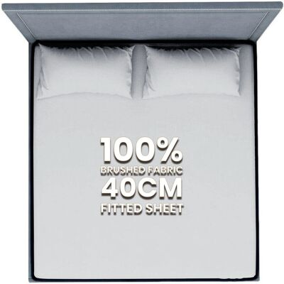 Imperial Rooms Silver Super King Extra Deep Fitted Sheet - Bed Sheets Imperial Rooms Silver Super King Extra Deep Fitted Sheet - Bed Sheets