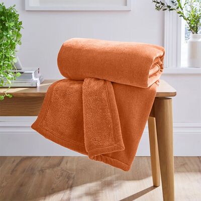 Imperial Rooms - Faux Fur Fleece Blanket - Rust/Orange - Single - Blanket Imperial Rooms - Faux Fur Fleece Blanket - Rust/Orange - Single - Blanket