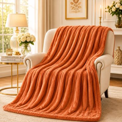ASPIRE HOMEWARE - Fleece Blanket - Rust/Orange - Blanket ASPIRE HOMEWARE - Fleece Blanket - Rust/Orange - Blanket