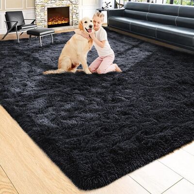 ASPIRE HOMEWARE - Fluffy Shaggy - Black - 60x110cm Rug ASPIRE HOMEWARE - Fluffy Shaggy - Black - 60x110cm Rug