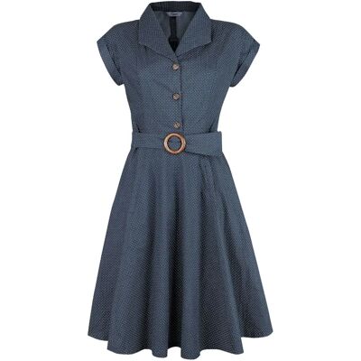 Banned Retro V-Ausschnitt Polka Dots Stretch Midikleid - XS-4XL Banned Retro V-Ausschnitt Polka Dots Stretch Midikleid - XS-4XL