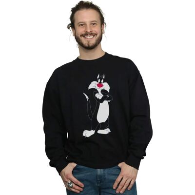 Looney Tunes Sylvester Schwarzes Sweatshirt - Herren Heavyweight Rundhals Looney Tunes Sylvester Schwarzes Sweatshirt - Herren Heavyweight Rundhals