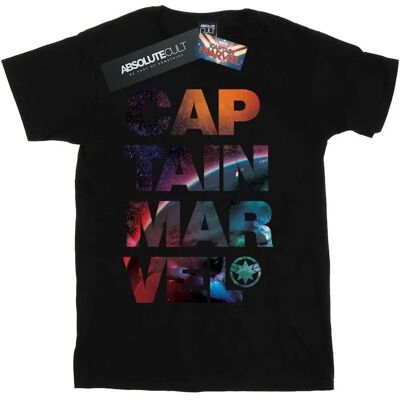 Absolute Cult - Captain Marvel Space Text T-Shirt - Schwarz - Groß - t-shirt Absolute Cult - Captain Marvel Space Text T-Shirt - Schwarz - Groß - t-shirt