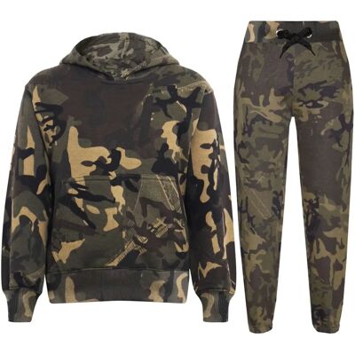 Ensemble sweat à capuche camouflage vert pour enfants - Veste & Pantalon - Publicité Ensemble sweat à capuche camouflage vert pour enfants - Veste & Pantalon - Publicité