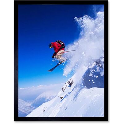 Artery8 - Skier Jumping Slope - Framed Art Print Artery8 - Skier Jumping Slope - Framed Art Print
