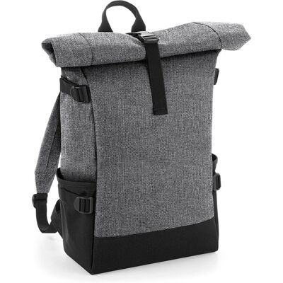 Sac à dos BagBase Block Roll-Top Gris Marl/Noir - Sac à dos Sac à dos BagBase Block Roll-Top Gris Marl/Noir - Sac à dos