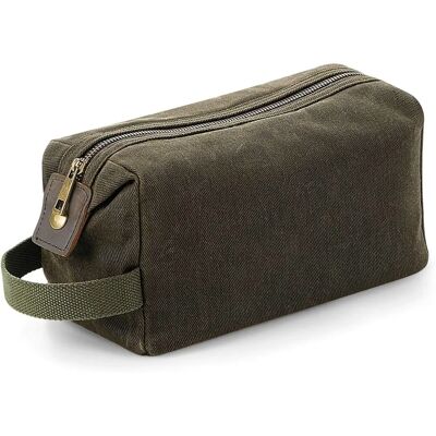 Quadra Heritage Leather Accented Waxed Canvas Wash Bag - Wash Bag Quadra Heritage Leather Accented Waxed Canvas Wash Bag - Wash Bag