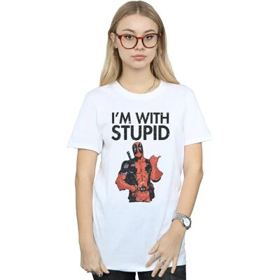 Biała koszulka damska Marvel Deadpool styl boyfriend Biała koszulka damska Marvel Deadpool styl boyfriend