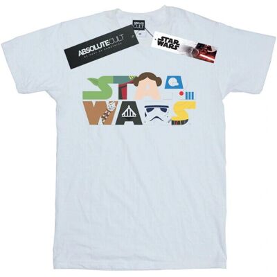 Star Wars Wit Heren Personage Logo T-Shirt Star Wars Wit Heren Personage Logo T-Shirt