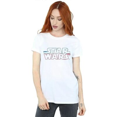 Star Wars Damen/ Damen Lightsaber Logo Baumwoll Boyfriend T-Shirt Star Wars Damen/ Damen Lightsaber Logo Baumwoll Boyfriend T-Shirt
