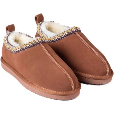 Lakeland Leather Ladies’ Sheepskin Embroidered Clog Slippers - Tan - Slippers Lakeland Leather Ladies’ Sheepskin Embroidered Clog Slippers - Tan - Slippers