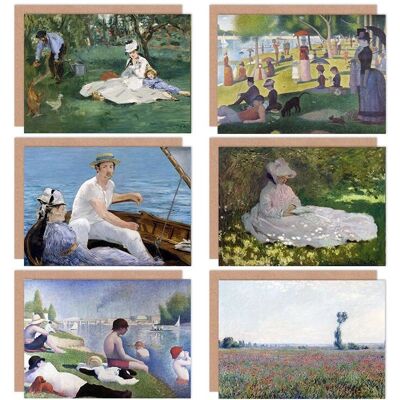 Artery8 - Monet Seurat Manet Poppy - Pack of 6 - Unisex - Greeting Cards Artery8 - Monet Seurat Manet Poppy - Pack of 6 - Unisex - Greeting Cards