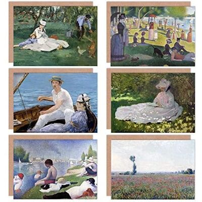 Artery8 - Monet Seurat Manet Poppy - Pack of 6 - Unisex - Greeting Cards Artery8 - Monet Seurat Manet Poppy - Pack of 6 - Unisex - Greeting Cards